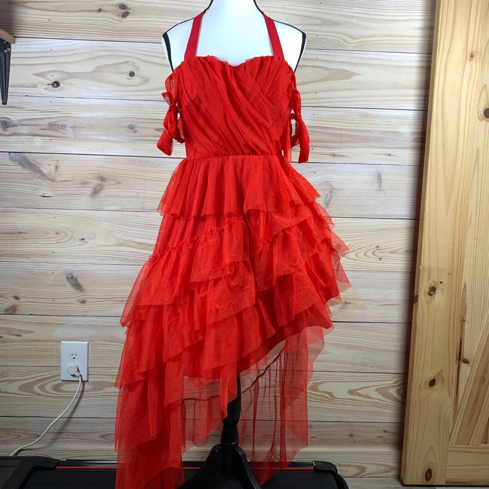 DC The Suicide Squad Dress Womens XS Red Harley Quinn Cosplay High Low Tulle